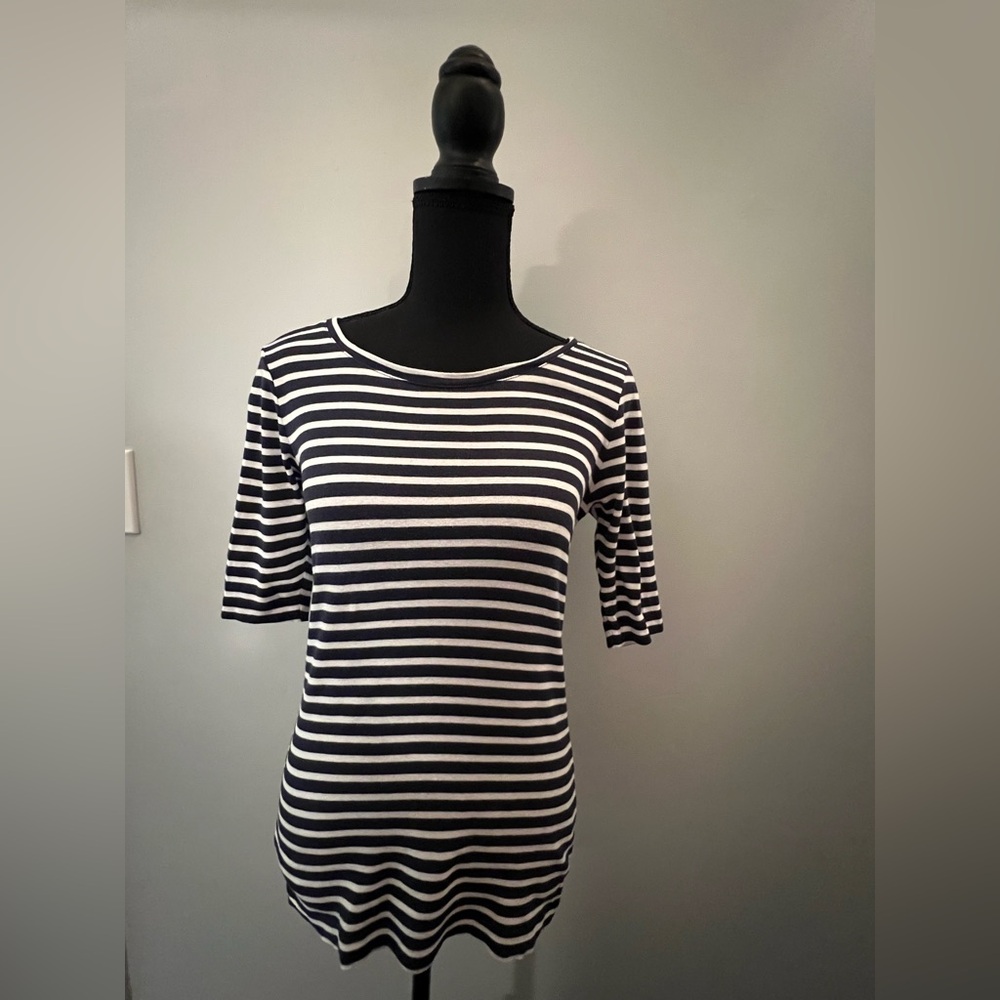 Caslon Navy and White Striped Top